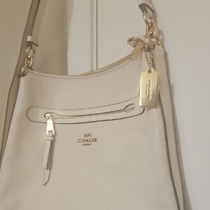Coach Cream White Shoulder Bag with Gold Accents